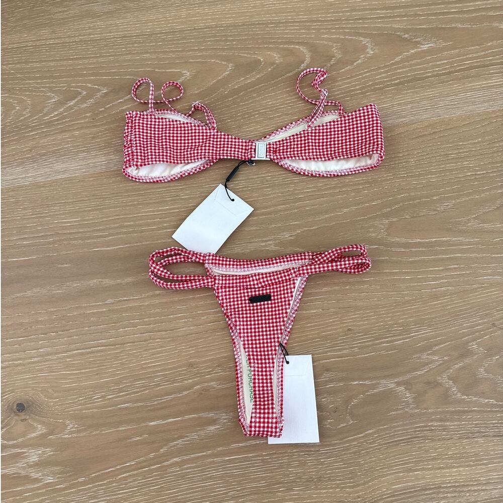 Triangl Gingham Bikini Loti Pron Size S Red White - Picture 4 of 5